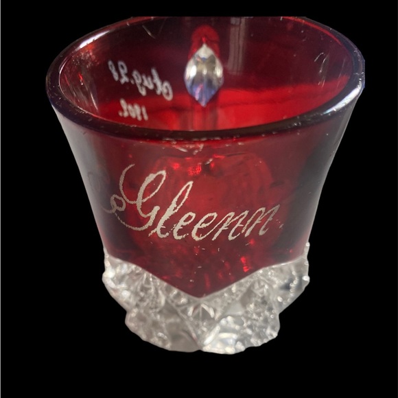 Antique Early 1900's Red Ruby Flash Souvenir Glass small Mug 1902 - Picture 2 of 5